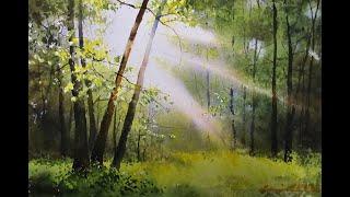 How to paint Sunlight Through the Trees in Watercolor