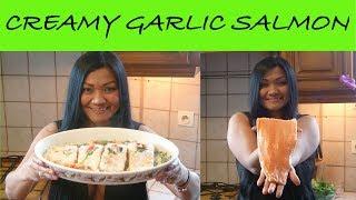 Creamy Garlic Salmon  (10 Minute Salmon recipe)  Pan Fried Salmon with Creamy Garlic Sauce