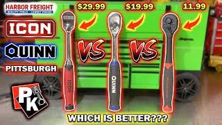 ICON VS QUINN VS Pittsburgh / Harbor Freight Ratchet Test / Which is better #harborfreight #icon