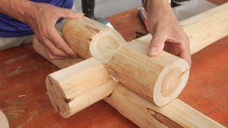 Rustic And Easy Natural Solid Wood Processing Ideas // Cedar Wood Table With Extremely Cool Design