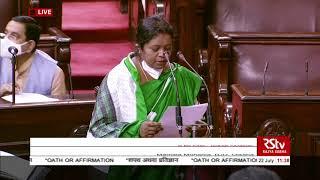 Mamata Mohanta takes oath as Rajya Sabha member from Odisha