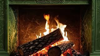 Elegant Green Fireplace in 4K - Cozy Flames and Relaxing Fire Sounds