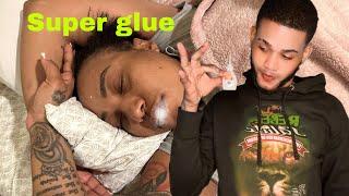 Super Glue My GF mouth To See Her Reaction