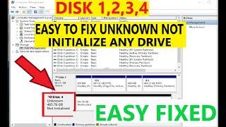 Disk 1 unknown not initialized easy FIX