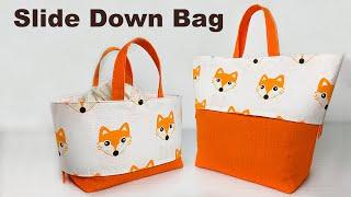 Slide Down Project Bag sewing tutorial / How to sew Fabric Bag EASY sewing project for beginners