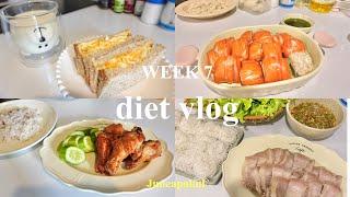 Diet vlog week7 | เมนูลดน้ำหนัก | เมี่ยงหมูสามชั้นพร้อมผักสด | บิบิมบับเกาหลี | juneapakul