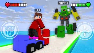 JJ and Mikey TRANSFORMERS Game - Optimus vs Bumblebee - Maizen Minecraft Animation