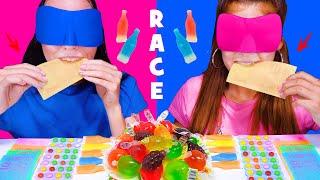 ASMR CANDY RACE WITH CLOSED EYES WITH MOST POPULAR SOUR AND SPICY FOOD