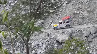 off road driving dangerous road. Taplejung Road