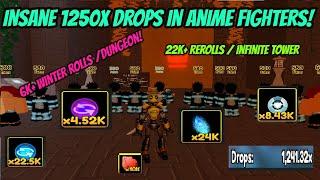 Insane 1250x Drops in Anime Fighters !!! 6k+ Winter rolls / Dungeon !!!