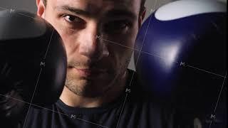 Concentrated fighter looking at camera