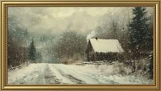 Vintage Winter Landscape Painting | Gold Frame TV Art Screensaver for TV Wallpaper