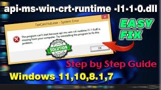 api-ms-win-crt-runtime -l1-1-0.dll is missing windows 11,10 ,8.1,7 | Solution