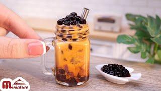 Yummy Miniature Boba Tea with Tapioca Pearl | Easy Sweet Bubble Tea Recipe | ASMR Cooking Mini Food