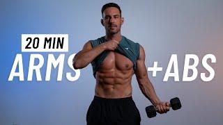 20 MIN STANDING ARMS AND ABS WORKOUT - With Dumbbells - No Crunches or Planks - No Repeats