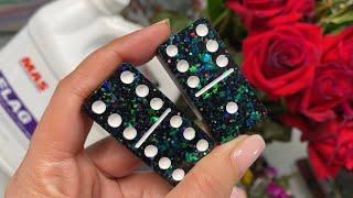 Resin Epoxy Dominos Glitter - Dark Mermaid