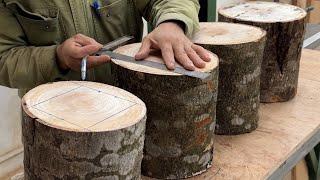 Furniture Products Are Made From Round Tree Trunks - Easily Share steps Make TV Shelves At Low Cost