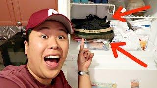 LOOK WHERE I PUT HIS BRAND NEW YEEZYS!!!