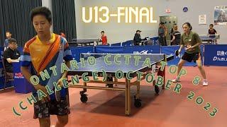 Amy Zhao [983] vs Aaron Wang [804] - U13 Final - ONTARIO CCTTA TOP 8 (CHALLENGE) OCTOBER 2023