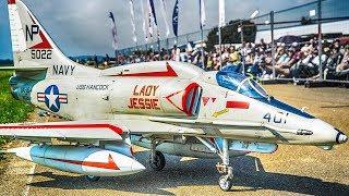 AMAZING A4 SKYHAWK V2 LADY JESSIE RC TURBINE JET! CARF MODELS DEMO FLIGHT | JET POWER 2018