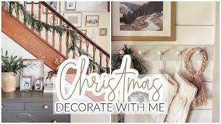 Cozy Christmas Decorate with Me - Cottage Farmhouse Entryway - Christmas Decor 2022