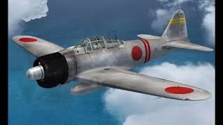 Japanese Zero fighters vs American Wildcat fighters and Dauntless dive bombers