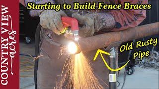 Notching & Welding Pipe Fence Brace for First Time.  Definitely a Learning Day.