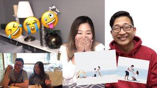 Reaction to our wedding day About Us Video for the first time *emotional* | Wedding Anniversary