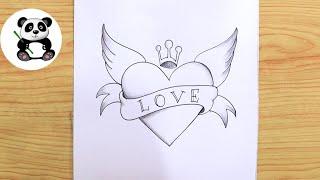 Flying love Pencil sketch | love art@TaposhiartsAcademy