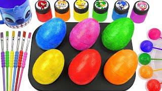 Oddly Satisfying Video | How i Make Color EGGS From Glitter Rainbow Hearts & Cutting ASMR | By Sunny