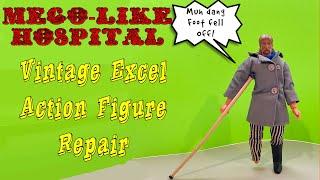 MEGO-LIKE HOSPITAL: Repairing a broken 1970s EXCEL action figure