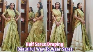 Half Saree Draping | Saree Draping With Lehenga | Kaveri Kotadia #sareedraping