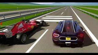 Ferrari F1 2017 vs Koenigsegg One:1- TOP SPEED BATTLES