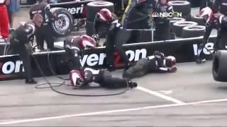 Scott Dixon Takes Out Pit Crew Member During Race