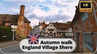 [4k]  Peaceful English countryside Shere village autumn walk - 'The holiday' filming location