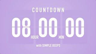 8 Hours Countdown Flip Clock Timer / Simple Beeps 🫐 