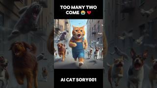 Cat Chased by Dogs  #cat #viral #catmemes