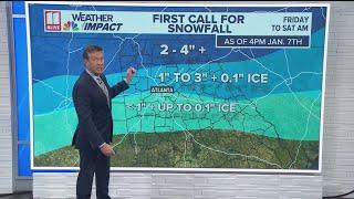 Here is the first call for snowfall in metro Atlanta and north Georgia