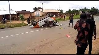 Jubilation at a funeral turned bloody as a taxi with over 5 people somersaulted.