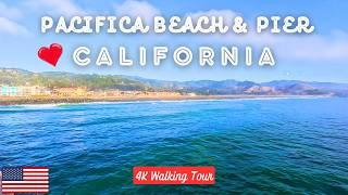 2024 Walking Tour: Beautiful Summer Evening California Beach USA Pacifica Beach & Pier #fishing