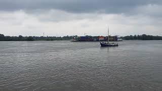 Container Schiff auf dem Rhein bei Rees 1.6.24