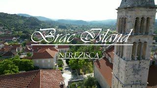 CINEMATIC - DRONE OVER THE TOWN OF NERZISCA, BRAC ISLAND, CROATIA IN 4K