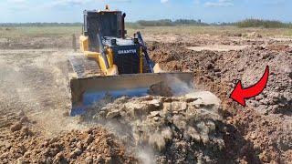 Amazing Strong Power Push by  Shantui DH17 C3 Bulldozer With 12 Wheel Dump Trucks