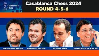 Casablanca Chess 2024 | Round 4-5-6 | Carlsen, Hikaru, Anand, Bassem | May 19 , 2024