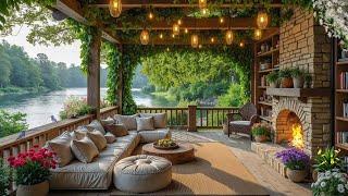 Cozy Cabin Ambience with Nature Sounds  Smooth Piano Music and Fireplace Sounds