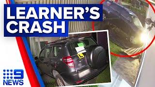 Learner driver smashes into family home in Westmead, Sydney | 9 News Australia