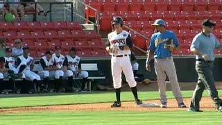 Carolina's Hyams hits RBI triple