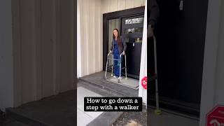 How to go down a step with a rolling walker #seniorcare #physicaltherapy #seniorsphysicaltherapy