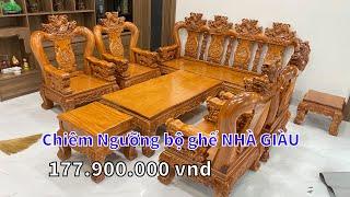 CHIÊM NGƯỠNG Bộ ghế gỗ gõ đỏ NHÀ GIÀU Nghê Đỉnh tay khối 14 đẹp