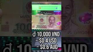 Vietnamese currency exchange rate with USD and AUD #shorts